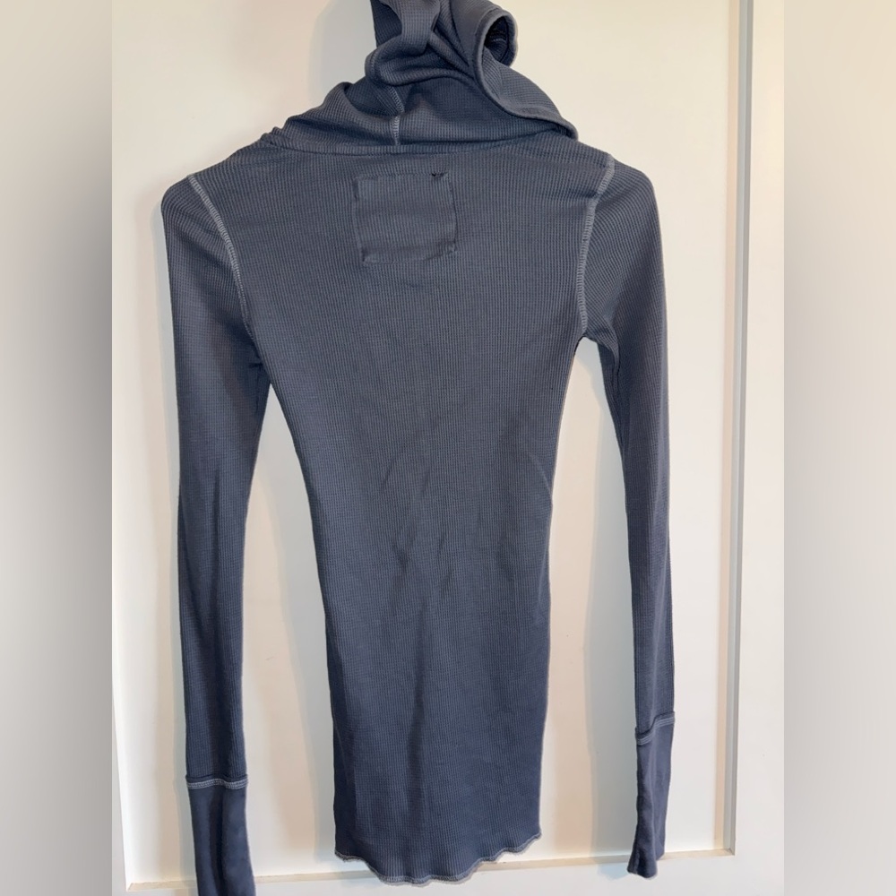 American Eagle Outfitters Gray Button Down Hoodie Top - Picture 8 of 9
